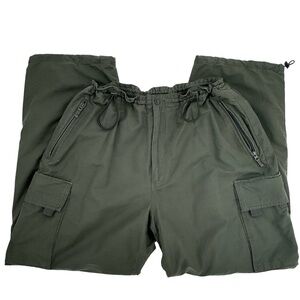 GAP Men's Cargo Pants Jersey Lined Bungee Waist Baggy Wide Leg Olive Green | XL